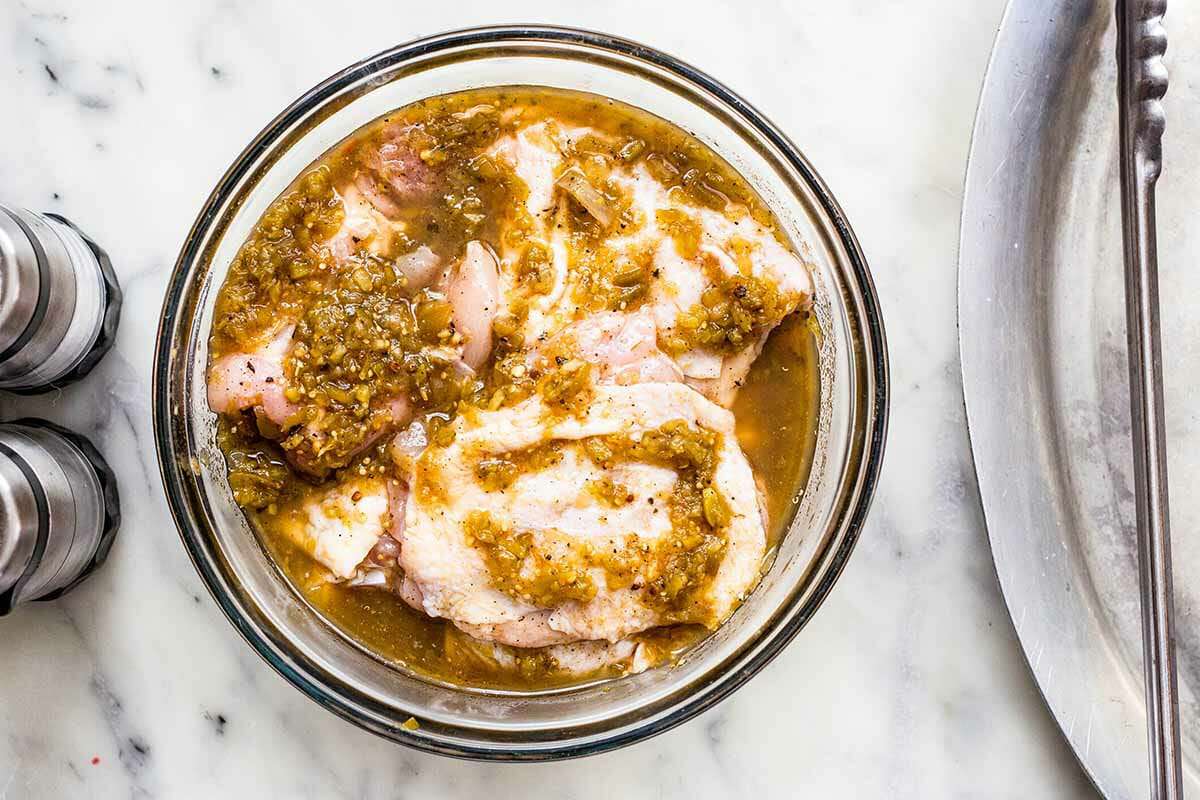 Grilled Chicken with Salsa Verde marinate the chicken