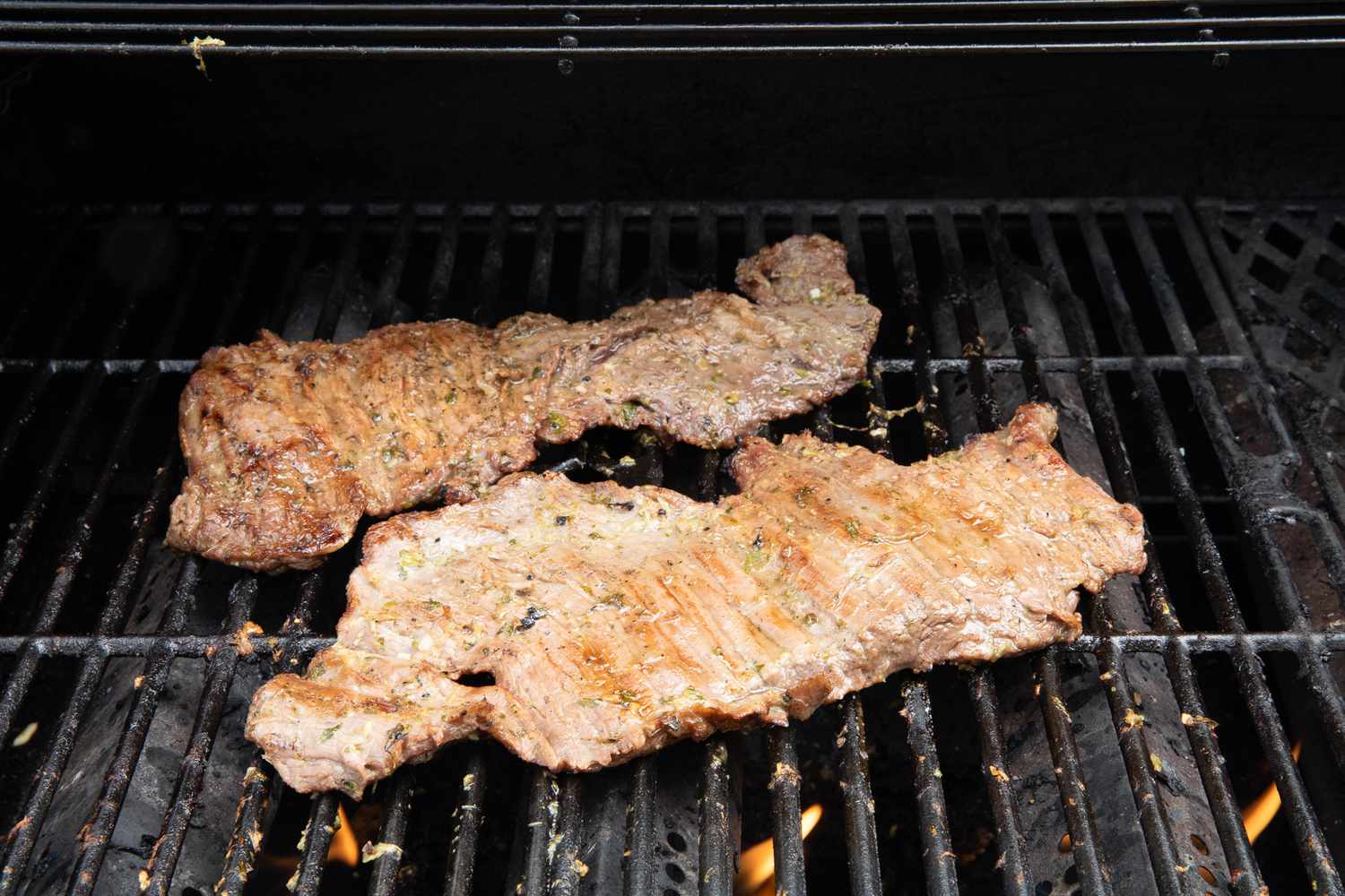 Skirt Steak Flipped on the Grill for Mexican Skirt Steak Recipe