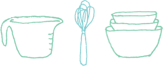 illustration of measuring cups and bowls